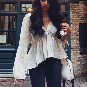 For love and lemons truffle blouse - sheer cream polka dot blouse